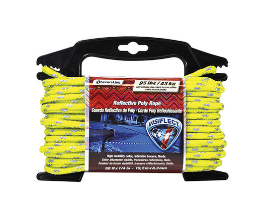 SecureLine 1/4 in. D X 50 ft. L Yellow Diamond Braided Poly Rope
