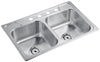 Sterling Middleton Stainless Steel Top Mount 22 in. W X 33 in. L Double Bowl Kitchen Sink Silver
