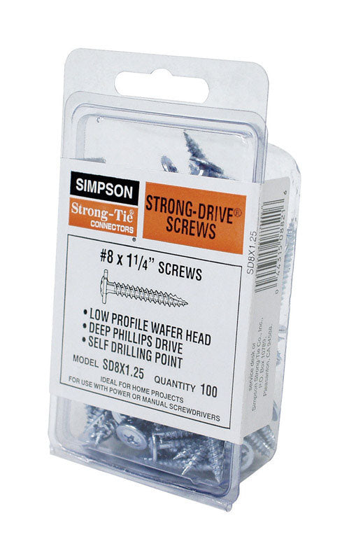 Simpson Strong-Tie No. 8 Sizes X 1-1/4 in. L Phillips Wafer Head Structural Screws 0.6 lb 100 pk