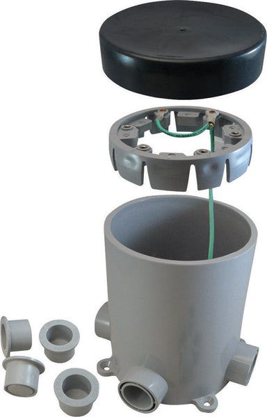 Caja de conexiones Cantex de PVC de 19-1/2 pulgadas cúbicas, redonda, de 1 unidad, color gris
