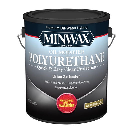 Minwax Transparent Semi-Gloss Clear Water-Based Latex Oil-Modified Polyurethane 1 gal. (Pack of 2)