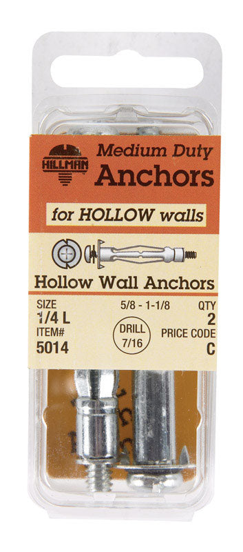 Hillman 1/4 in. Dia. x 2 3/4 in. L Steel Pan Head Hollow Wall Anchors 2 pk (Pack of 6)
