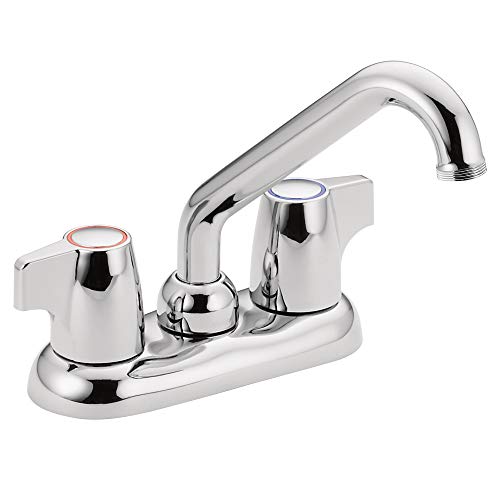 Chrome two-handle low arc laundry faucet