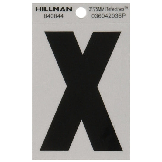 Hillman 3 in. Reflective Black Mylar Self-Adhesive Letter X 1 pc (Pack of 6)