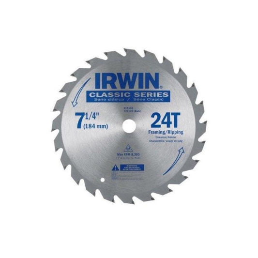 Irwin 7-1/4 in. Dia. x 5/8 in. Classic Carbide Circular Saw Blade 24 teeth 1 pk (Pack of 25)