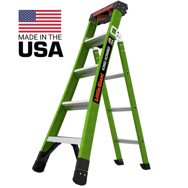 Little Giant King Kombo 5 ft. H Fiberglass Multi-Position Ladder Type IAA 375 lb. capacity Little Giant King Kombo 5 ft. H Fiberglass Multi-Position Ladder Type IAA 375 lb. capacity
