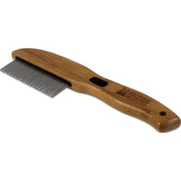 Bamboo Groom Rotating Pin Comb with 41 Rounded Stainless Steel Pins Wooden Handle