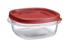Rubbermaid 1.25 Cup Clear Plastic Square Food Storage Container 2.2 H x 5 W x 5 L in. with Red Lid