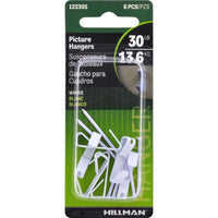 Hillman AnchorWire Steel-Plated White Standard Picture Hanger 30 lb. 6 pk (Pack of 10)