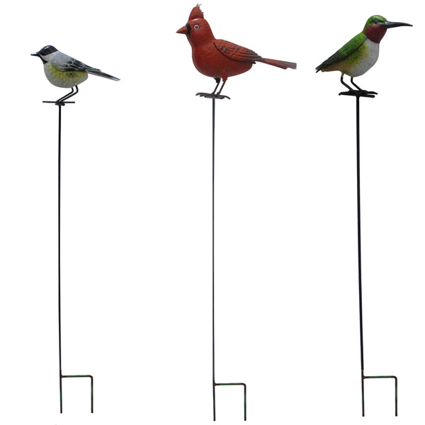 Estaca para jardín exterior de hierro de 40 pulgadas de alto con forma de pájaro de Meadow Creek (paquete de 12)