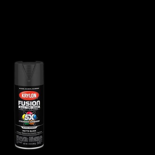 Krylon Fusion All-In-One Matte Black Paint + Primer Spray Paint 12 oz (Pack of 6).