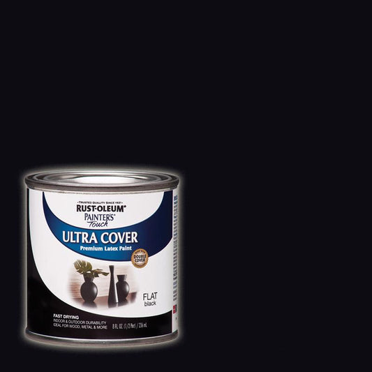 Rust-Oleum Painters Touch Ultra Cover Indoor and Outdoor Flat Black Paint 8 oz.