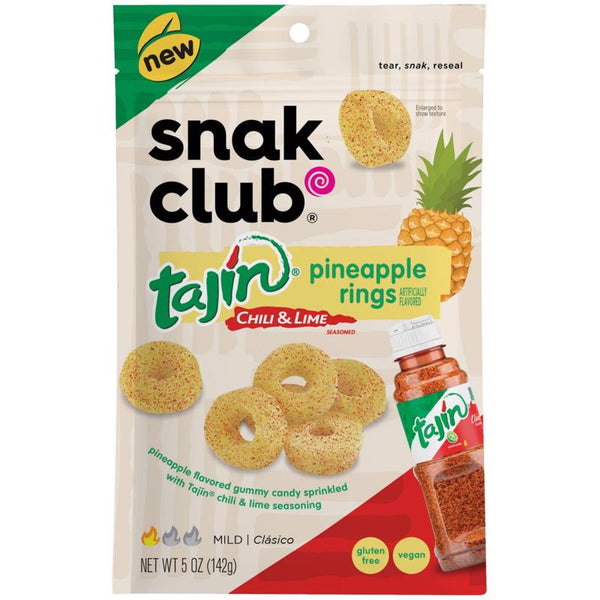 Snak Club Tajin - Aros de piña para aperitivos, 5 oz (paquete de 6)