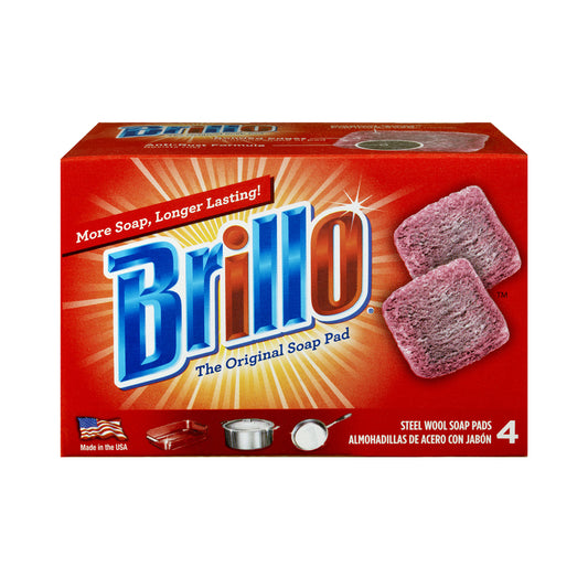 Brillo Heavy Duty Steel Wool Pads For Multi-Purpose 4 pc. (Pack of 12)