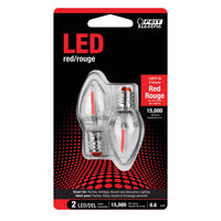 Feit Electric C7 E12 (Candelabra) LED Bulb Red 0.25 Watt Equivalence 2 pk