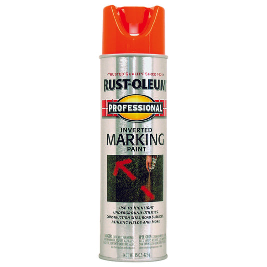 Rust-Oleum Professional Fluorescent Orange Inverted Marking Paint 15 oz (Pack of 6).