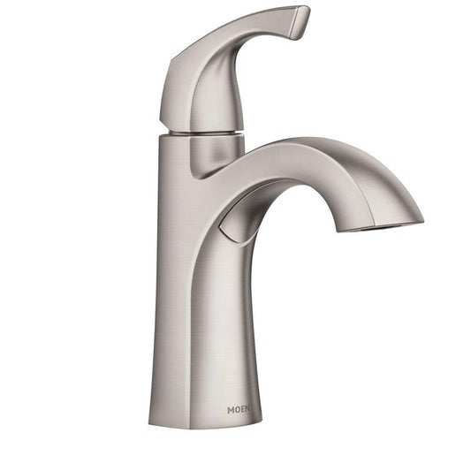 Moen Lindor 1.2 GPM Brushed Nickel High Arc Spout Single Handle Lavatory Faucet 4 in.