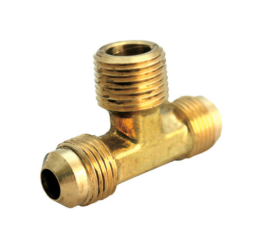 JMF 1/4 in. Flare x 1/4 in. Dia. Flare Yellow Brass Reducing Tee (Pack of 5)