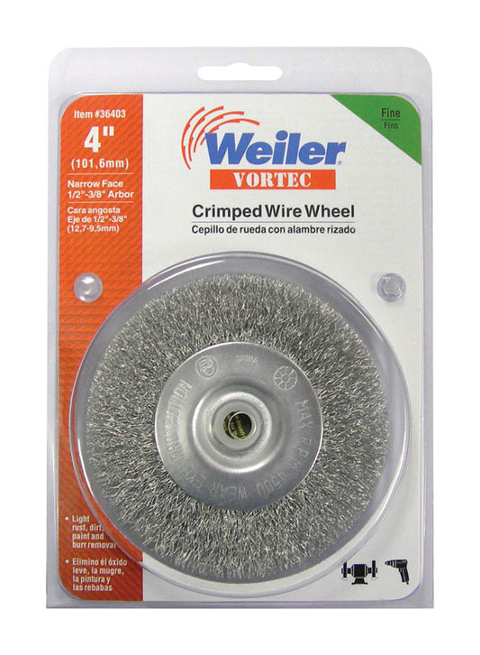 Weiler Vortec 4 in. Fine Crimped Wire Wheel Brush Carbon Steel 4500 rpm 1 pc