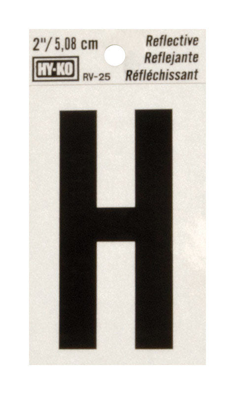 Hy-Ko 2 in. Reflective Black Vinyl Letter H Self-Adhesive 1 pc. (Pack of 10)