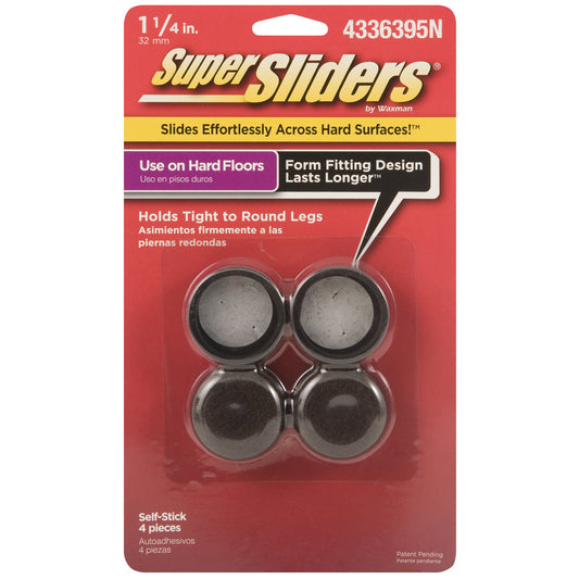 SuperSliders Felt/Plastic Self Adhesive Protective Pad Brown Round 1-1/4 in. W X 1-1/4 in. L 4 pk