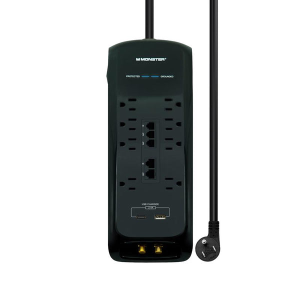 Monster Just Power It Up 6 ft. L 8 outlets Surge Protector w/USB Black 2160 J