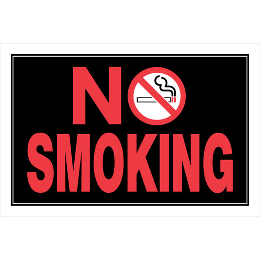 Hillman English Black No Smoking Sign 8 in. H X 12 in. W (Pack of 6)
