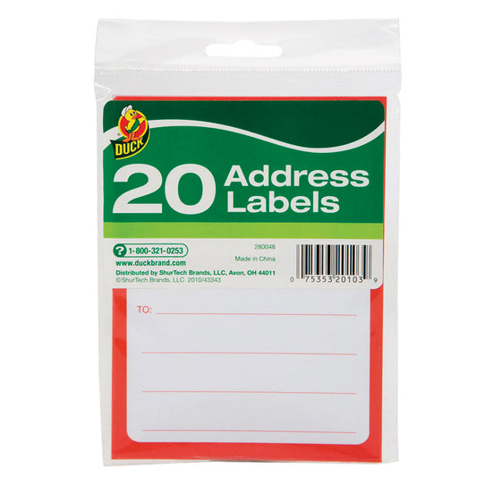 Duck 3-1/2 in. W x 4-1/2 L Address Labels (Pack of 12)