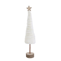 Creative Co-Op Cream Christmas Tree with Star and Wood Base Table Decor 18 in. (Pack of 4)