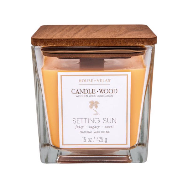 Vela aromática Candlewood Light Orange Setting Sun de House of Velas, 15 oz (paquete de 4)