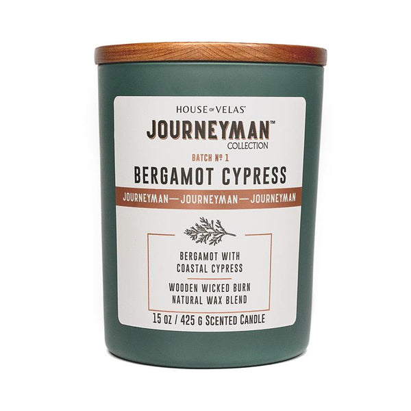 Vela aromática House of Velas Journeyman Green Bergamot Cypress 15 oz (Paquete de 4)