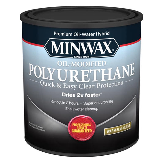 Minwax Transparent Semi-Gloss Clear Deep Base Latex Oil-Modified Polyurethane 1 qt.