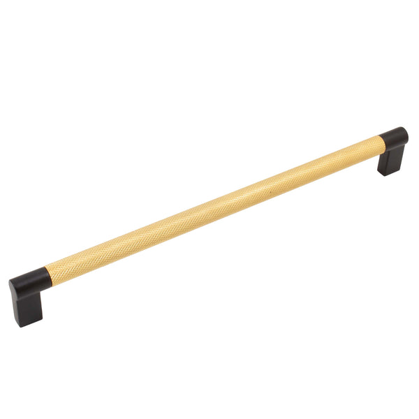 Urban Cabinet Pull, 256 Millimeters, Satin Brass with Matte Black Ends by Stone Harbor Hardware