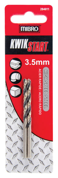 MIBRO 3.5 mm X 2-7/8 in. L High Speed Steel Metric Drill Bit Set Round Shank 2 pc