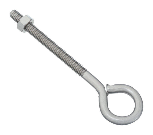 Hampton 5/16 in. x 5 in. L Stainless Steel Eyebolt Nut Included (Pack of 5)
