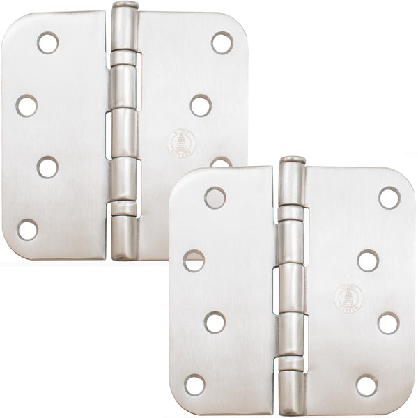 Ball Bearing Hinge, 4 Inches, 5/8" Radius Corner, 2-Pack, Satin Stainless Steel by Stone Harbor Hardware