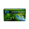X3 Nitrile Disposable Gloves X-Large Blue Powder Free 100 pk
