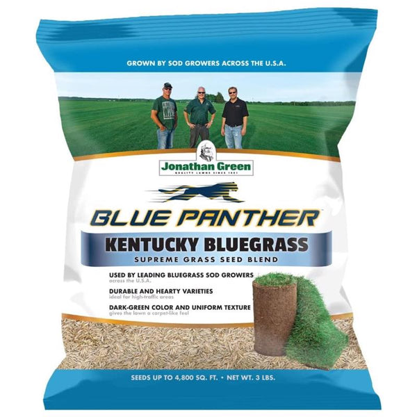 Semillas de pasto azul de Kentucky Jonathan Green Blue Panther para sol o sombra parcial, 3 lb - Oferta de la semana