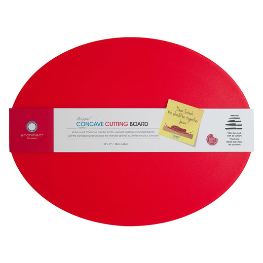 Architec Gripper 13 in. W x 17 in. L Textured Red Polypropylene Concave Cutting Board