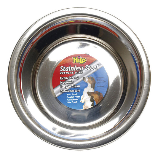 Hilo Silver Plain Stainless Steel 1 qt Pet Dish For Dogs