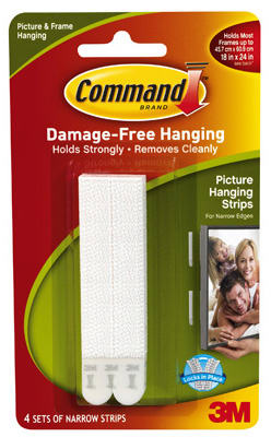 Command Strips 17207-ES White Narrow Picture Hanging Strips 4 Count