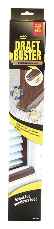 M-D Draft Buster Brown Cloth/Foam Door and Window Seal 3 ft. L X 3-11/32 in.