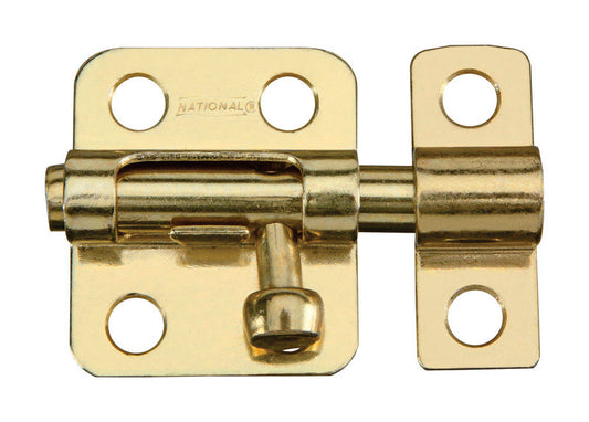 National Hardware Brass-Plated Gold Steel Window Bolt 2 in. L 1 pk