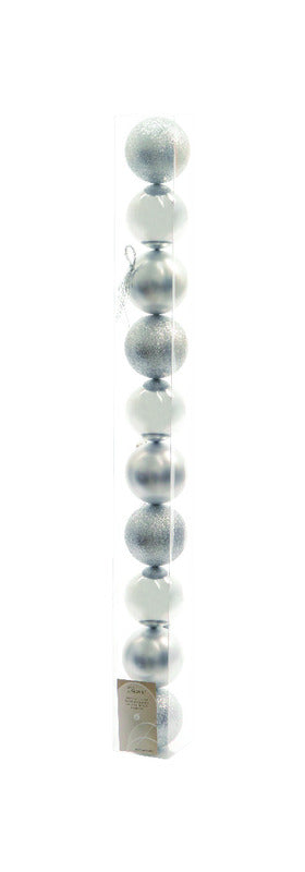 Celebrations Ball Christmas Ornament Silver Plastic 10 pk (Pack of 16)