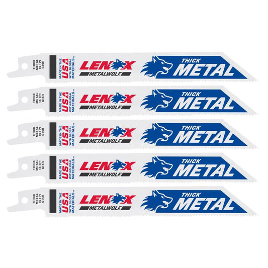 LENOX METALWOLF 6 in. Bi-Metal Wave Edge Reciprocating Saw Blade 14 TPI 5 pk