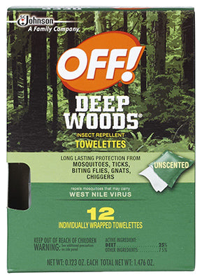 OFF Deep Woods Insect Repellent Towelettes For Mosquitoes 12 pk (Pack of 12)
