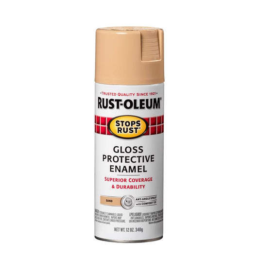 Rust-Oleum Stops Rust UV-Resist Sand Gloss All Surfaces Spray Paint 6 to 10 sq. ft. Coverage 12 oz.