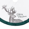 Celebrations Home Green/White Merry Christmas Deer Tree Skirt 48 in. (Pack of 4)