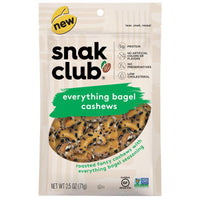 Snak Club Everything Bagel Cashews 2.5 oz Bagged (Pack of 6)