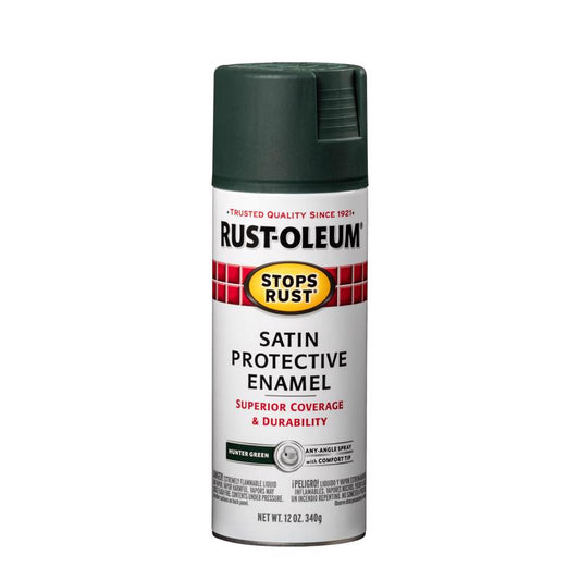 Rust-Oleum Stops Rust Satin Hunter Green Spray Paint 12 oz.